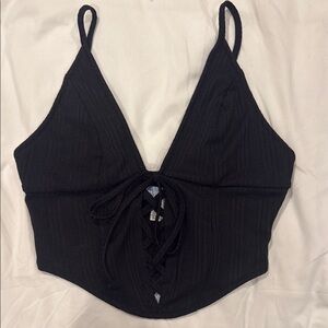 Urban Outfitters Black Ribbed Lace-Up Tank